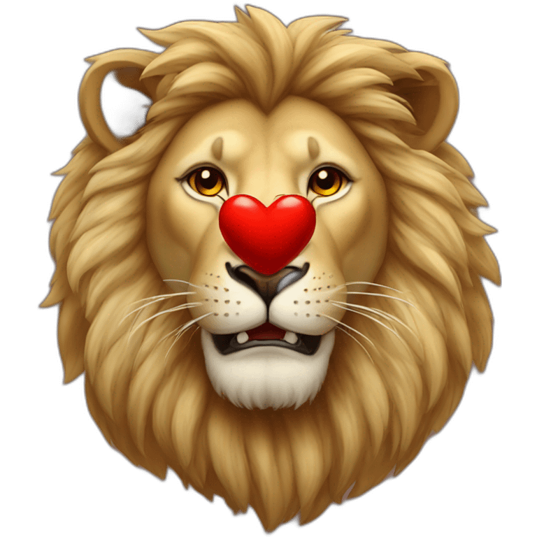 Lion with red heart emoji