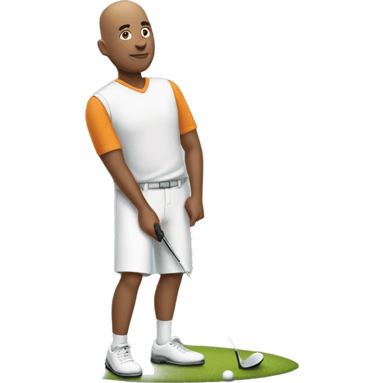 Bald man golfing emoji