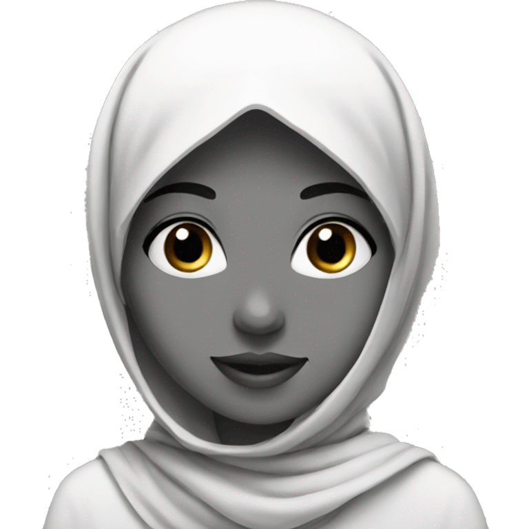 girl avatar with hijab emoji in black and white emoji