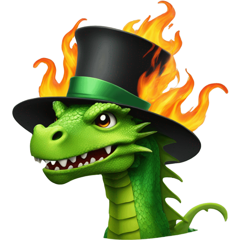 green dragon wearing a hat and breathing fire emoji