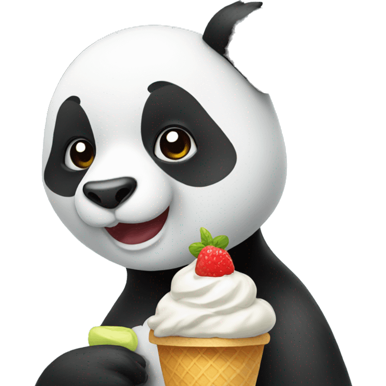 Panda eating ice cream emoji