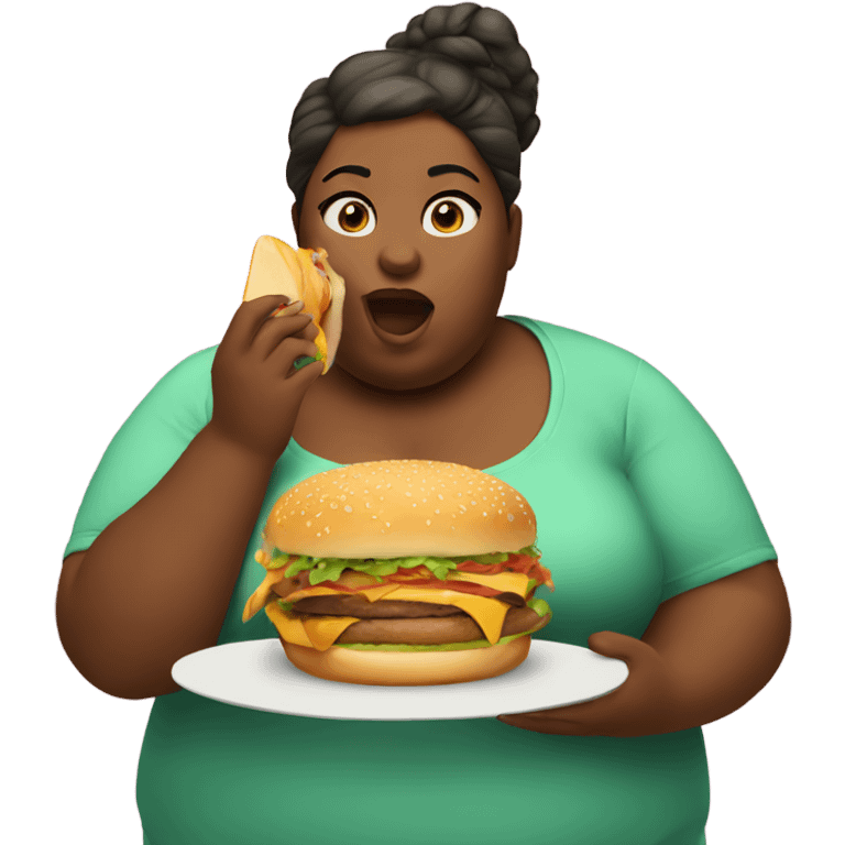 Fat girl eating a burger  emoji