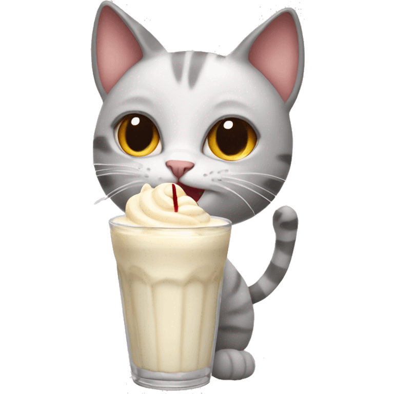 Cat drinking vanilla milkshake emoji