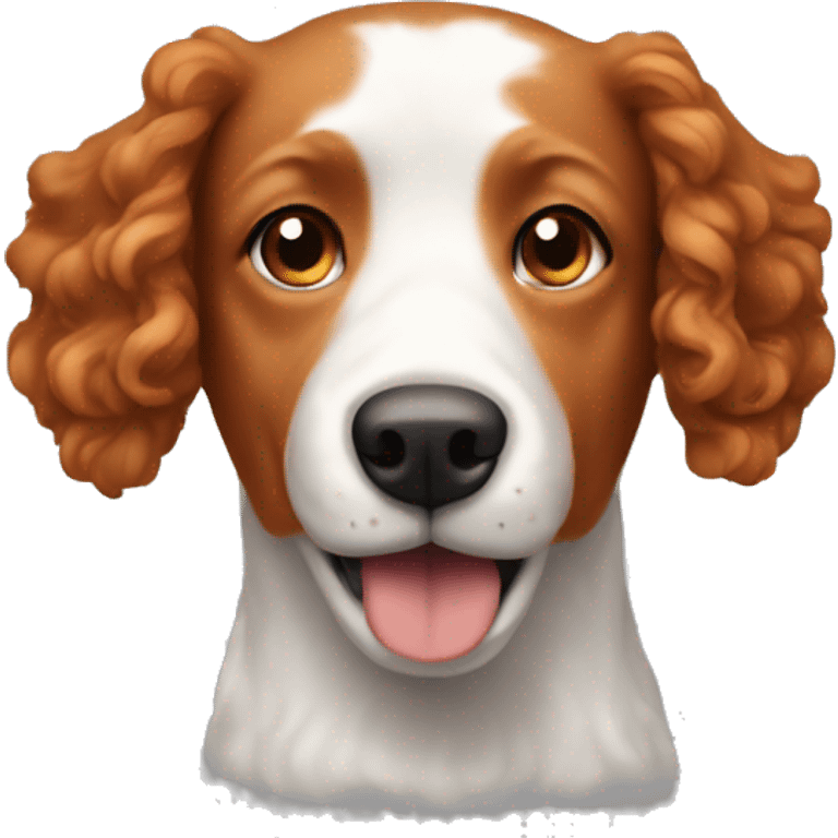 Light red dog with curly hair on ears and a white snout emoji