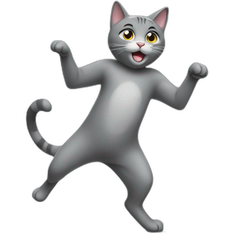 Grey cat dancing emoji