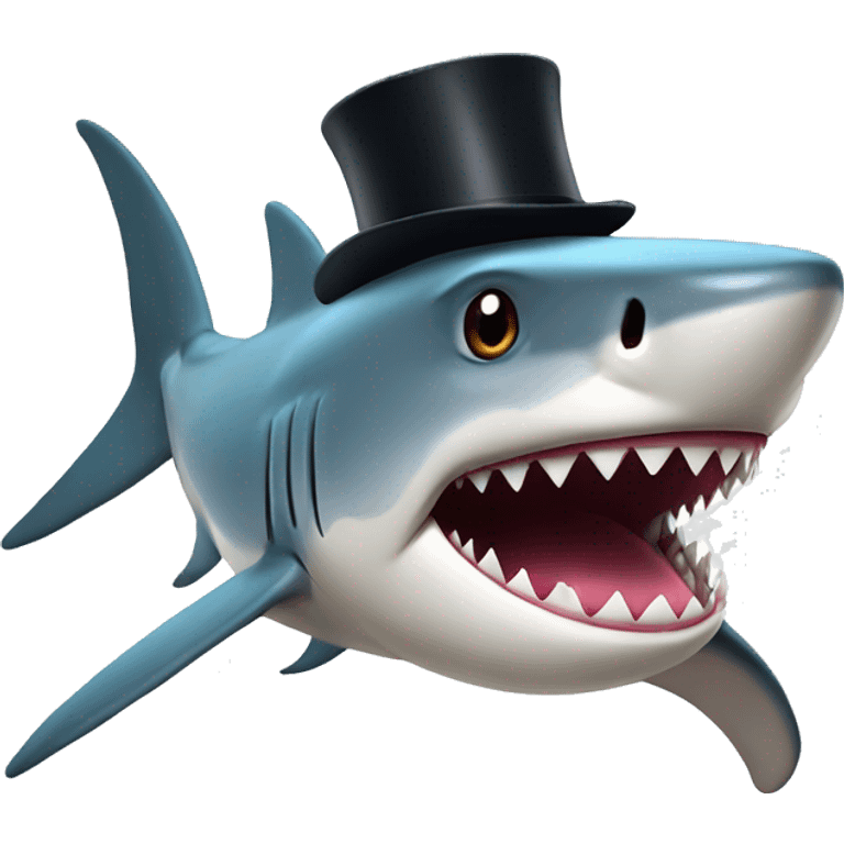 Shark with a top hat emoji