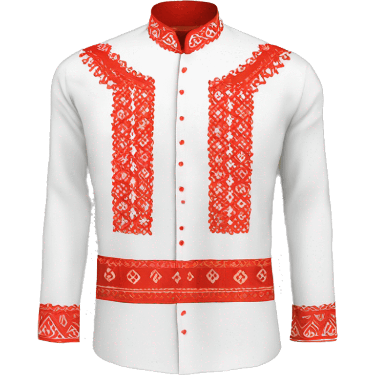  Shirt  vyshyvanka, white with red round embodiary on sleeves emoji