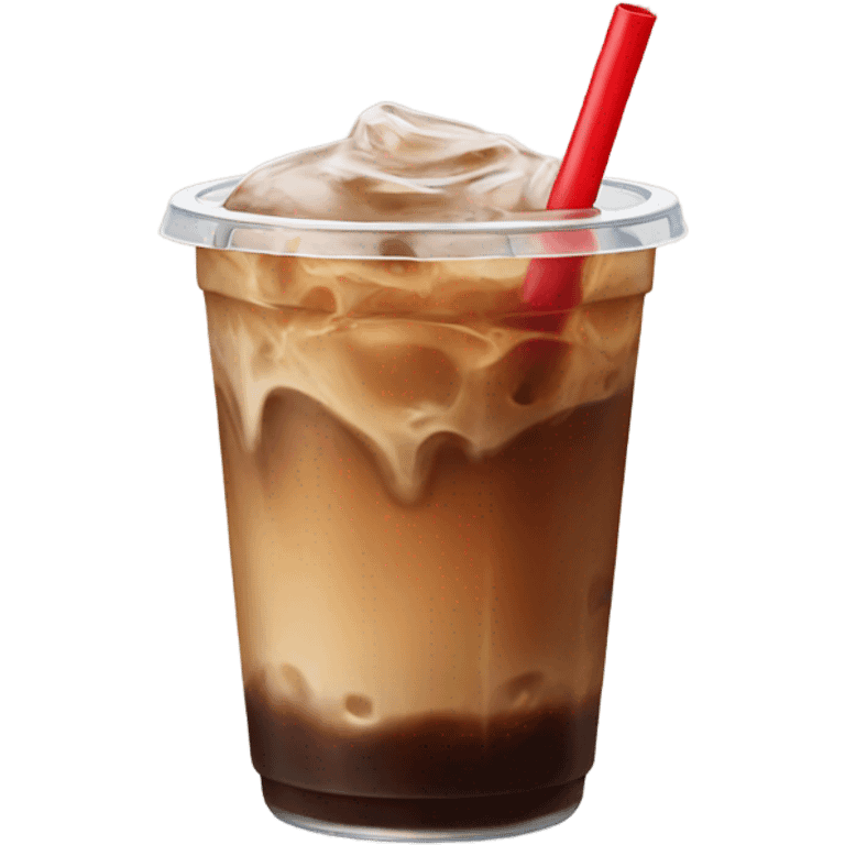 Iced coffee with red straw emoji