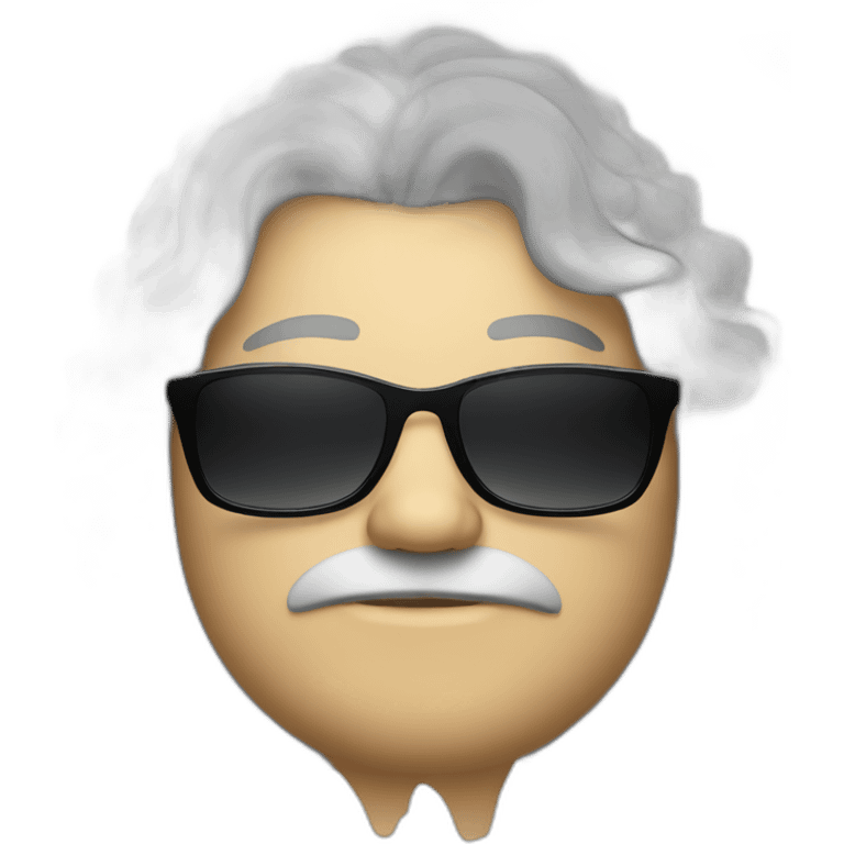 Fat white male with long curly black hair and sunglasses emoji