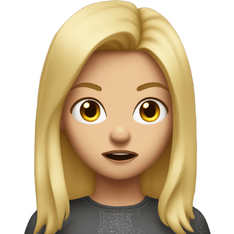 Bratty girl with blond hair making a mean face emoji