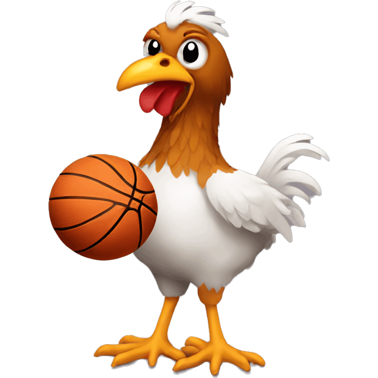 Hen playing basketball emoji