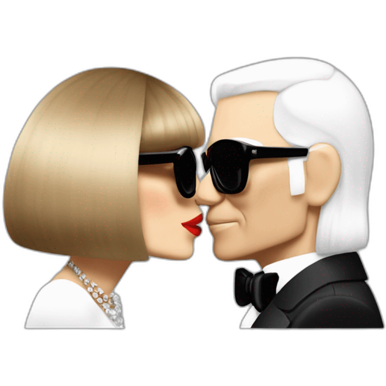 Anna wintour kiss Karl lagerfeld emoji