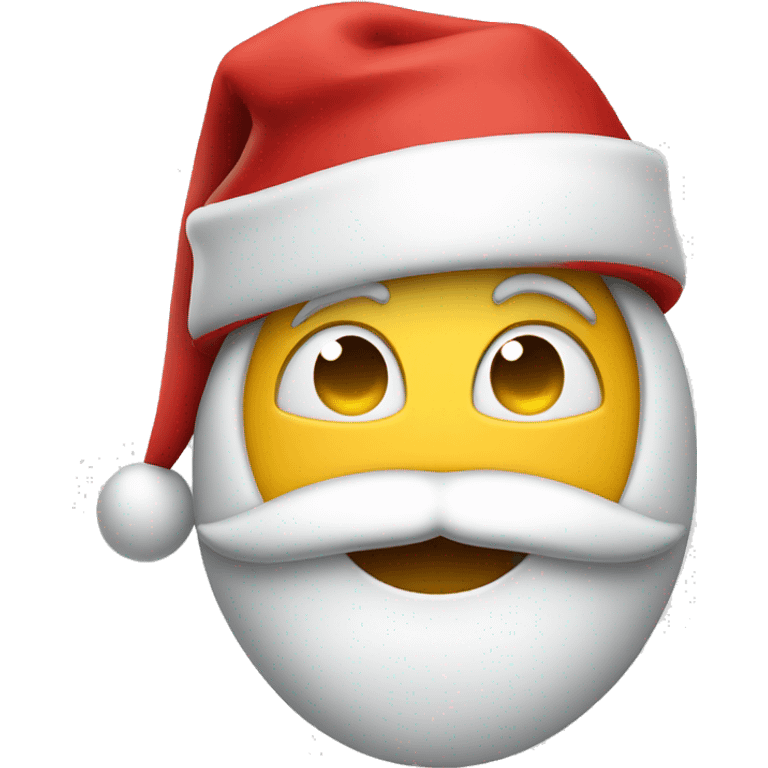 smiling emoji with a Santa hat playing on a phone or ipad emoji