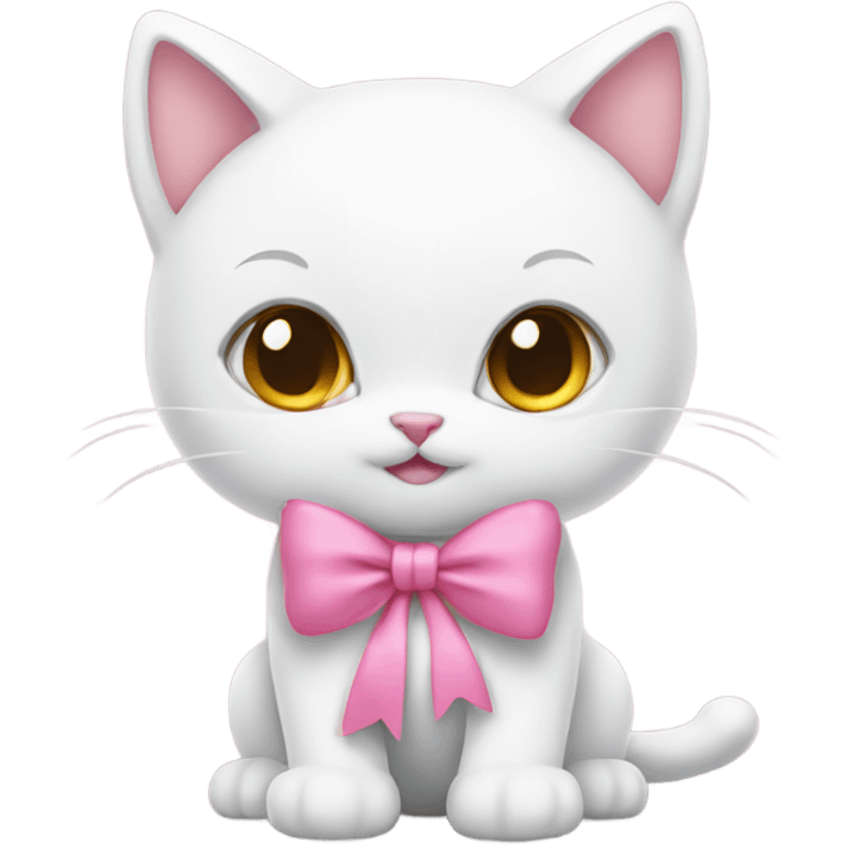 White kitty with a pink bow emoji