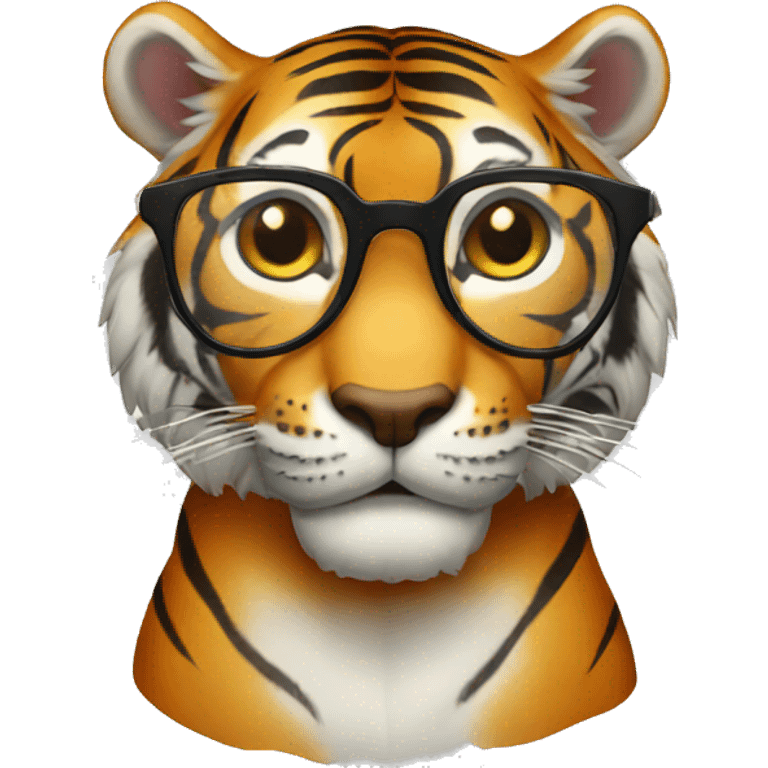 tiger with glasses emoji