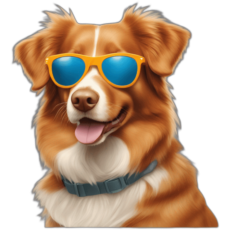 Nova Scotia duck tolling Retriever with sun glasses emoji