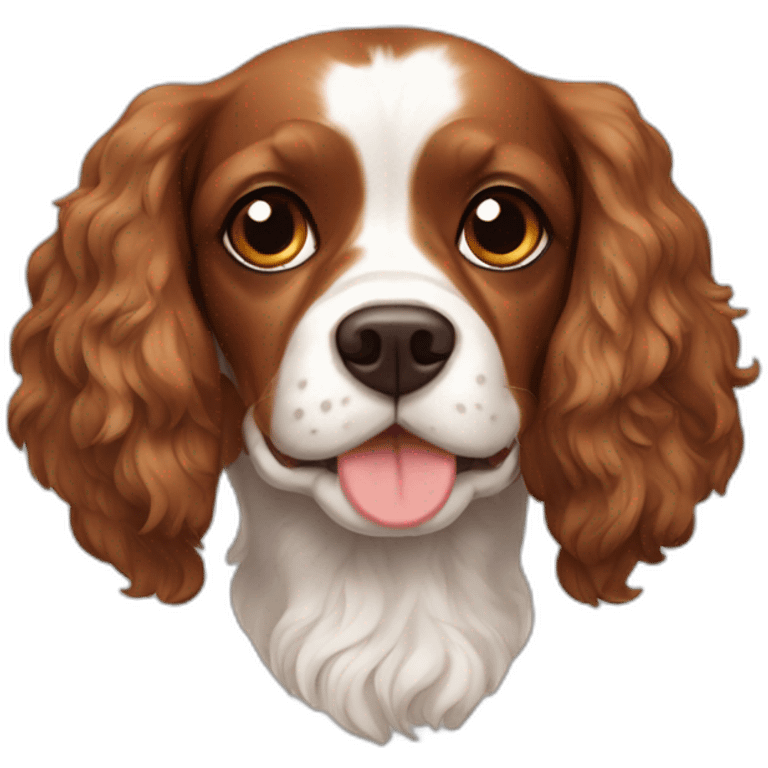 a brown and white cavalier + cocker spaniel mix emoji