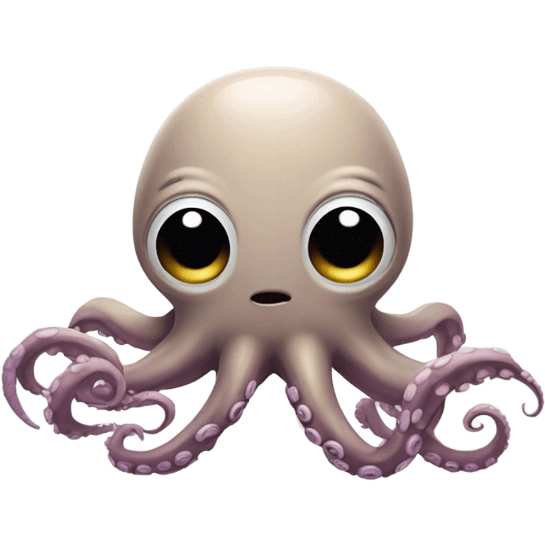 An emoji of a cute octopus with a round head, big expressive eyes, and eight slightly curved tentacles emoji