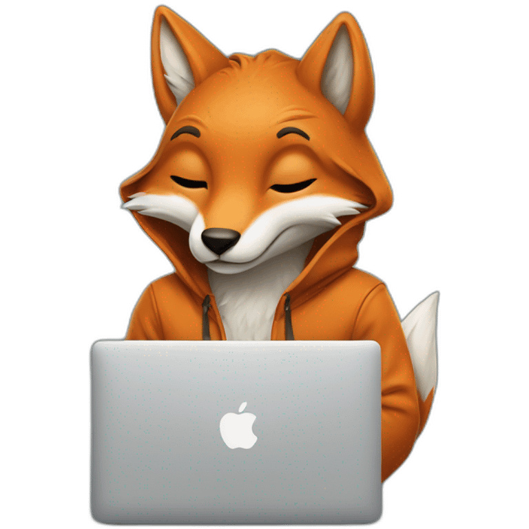 fox with hoodie and a macbook emoji