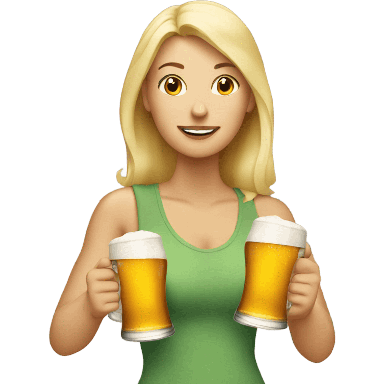 blonde woman holding two beers emoji