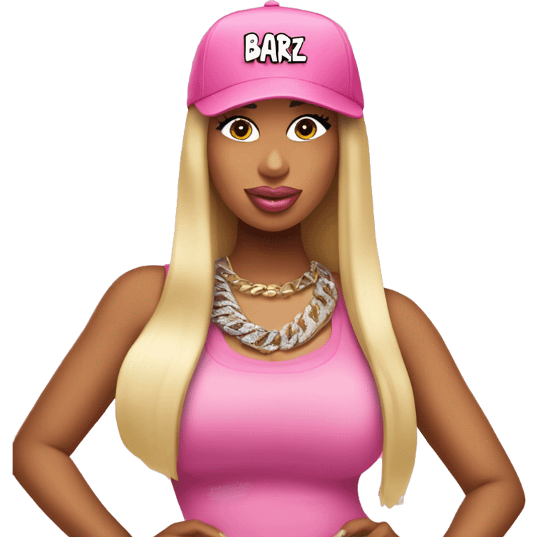 nicki minaj wearing a pink cap saying barbz emoji