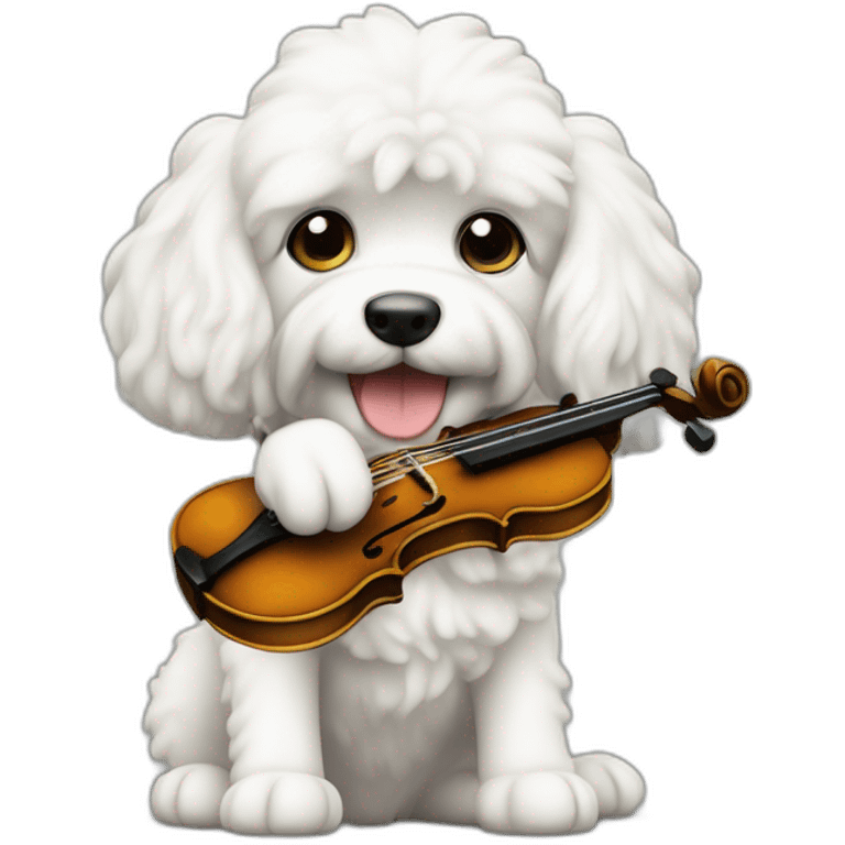 CANICHE BBLANCO CARA EDONDE TOCANDO EL VIOLÍN emoji