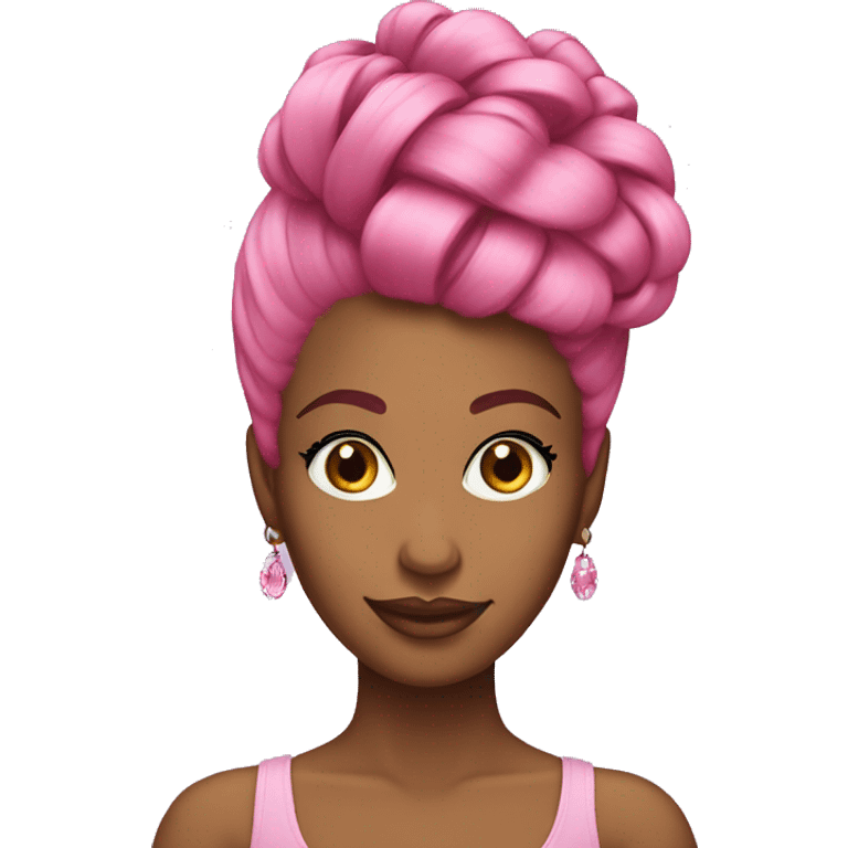 Pink up do hairstyle on African American woman  emoji