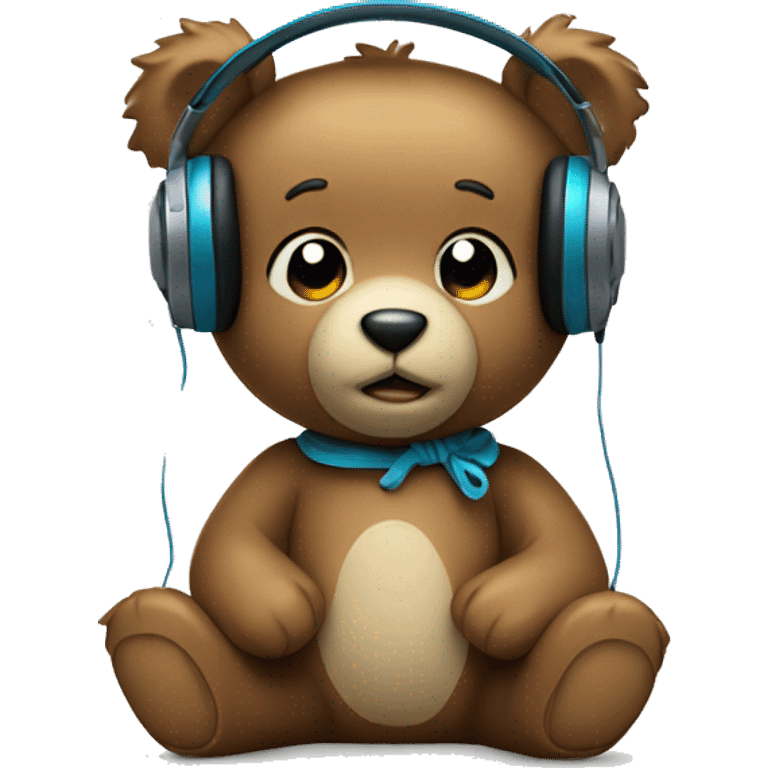 teddy bear wearing headphones emoji