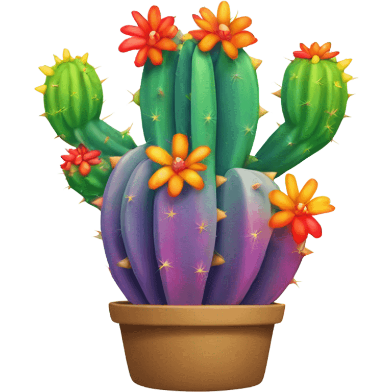 Rainbow cactus emoji