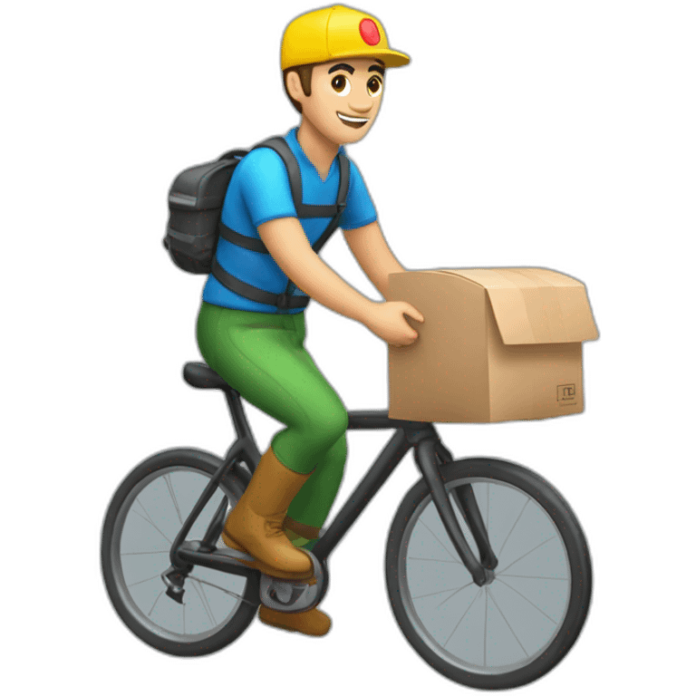 Delivery guy with ССFF00 color bag on cycle emoji