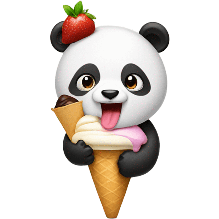 Panda eating ice cream emoji