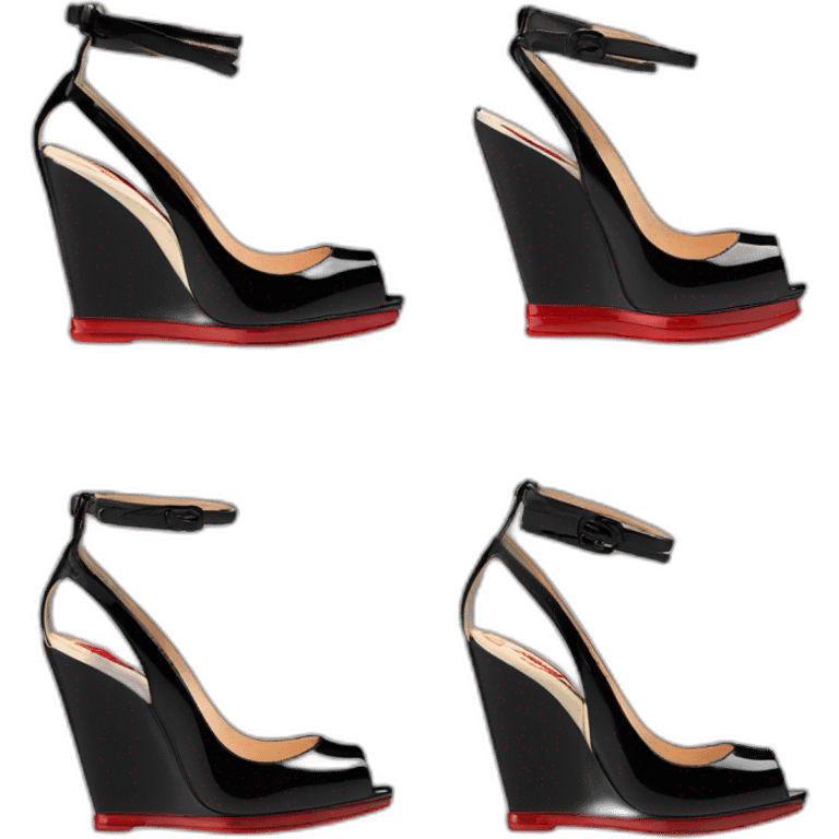 WEDGE heel LOUBOUTIN BLK PATENT Plume Sling emoji