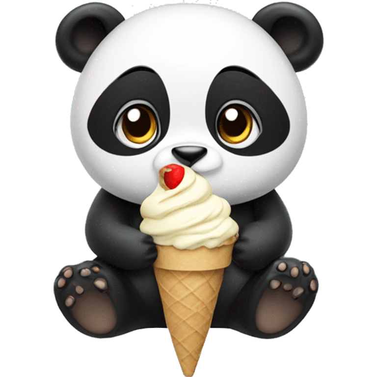 Panda eating ice cream emoji