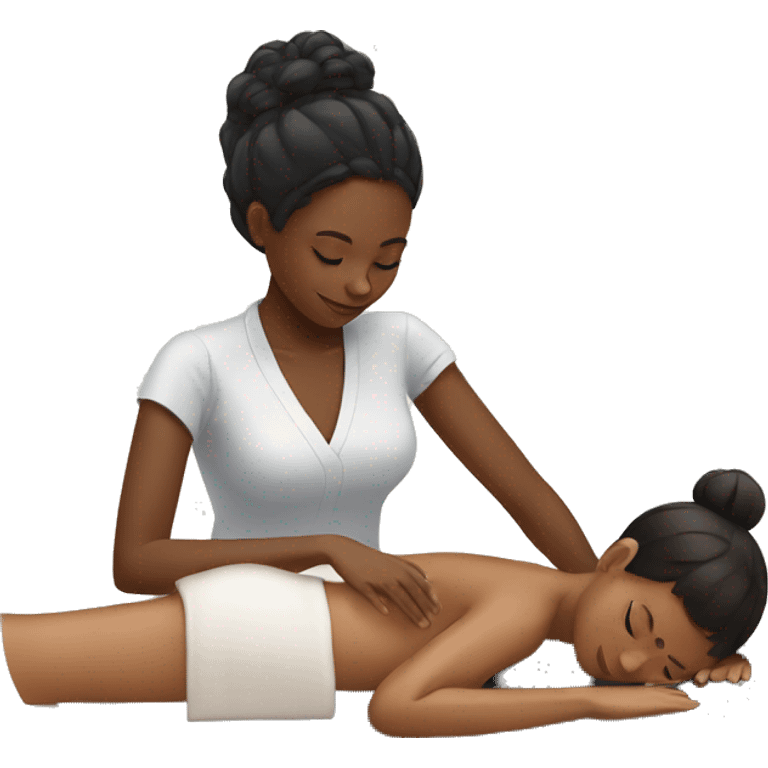 black girl getting a massage emoji