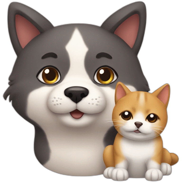 cat friends with dog shiba emoji