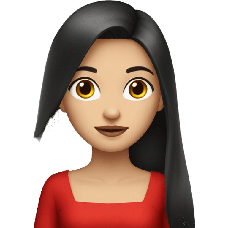 Fair-skin-elegant-girl-in-red-long-dress-with-long-dark-hair emoji