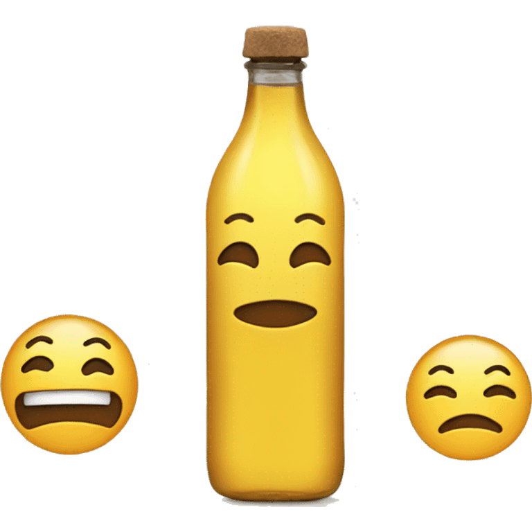 Make an emoji with a coy smile an an  bottle with a long tip  emoji