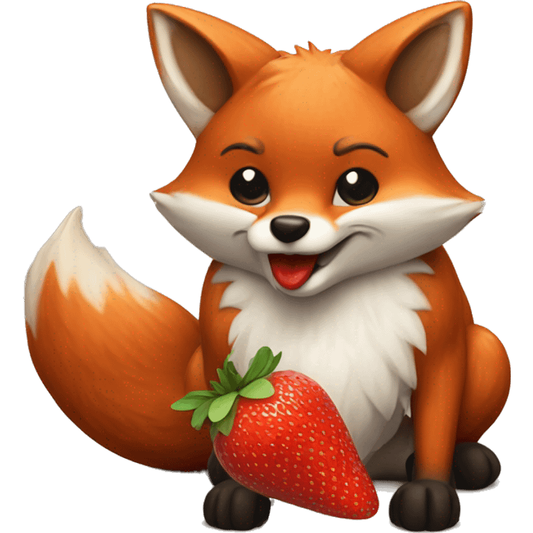 Fox eating strawberry  emoji