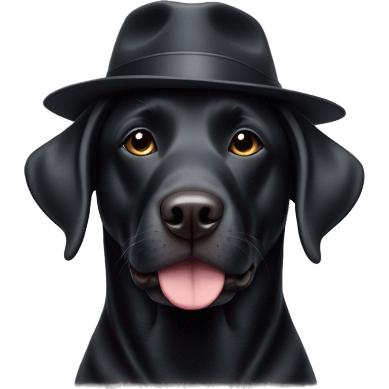 English black lab wearing hat emoji