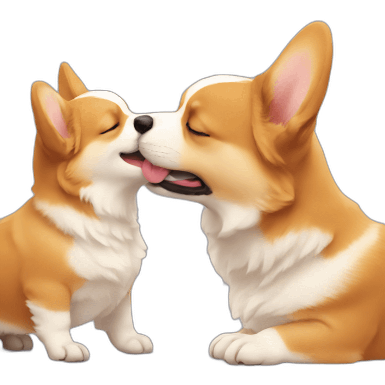 Corgi kissing a baby emoji