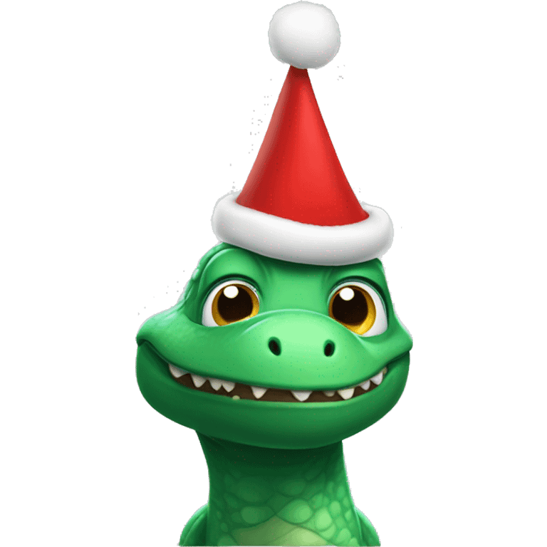 pixar green dino wearing santa hat emoji