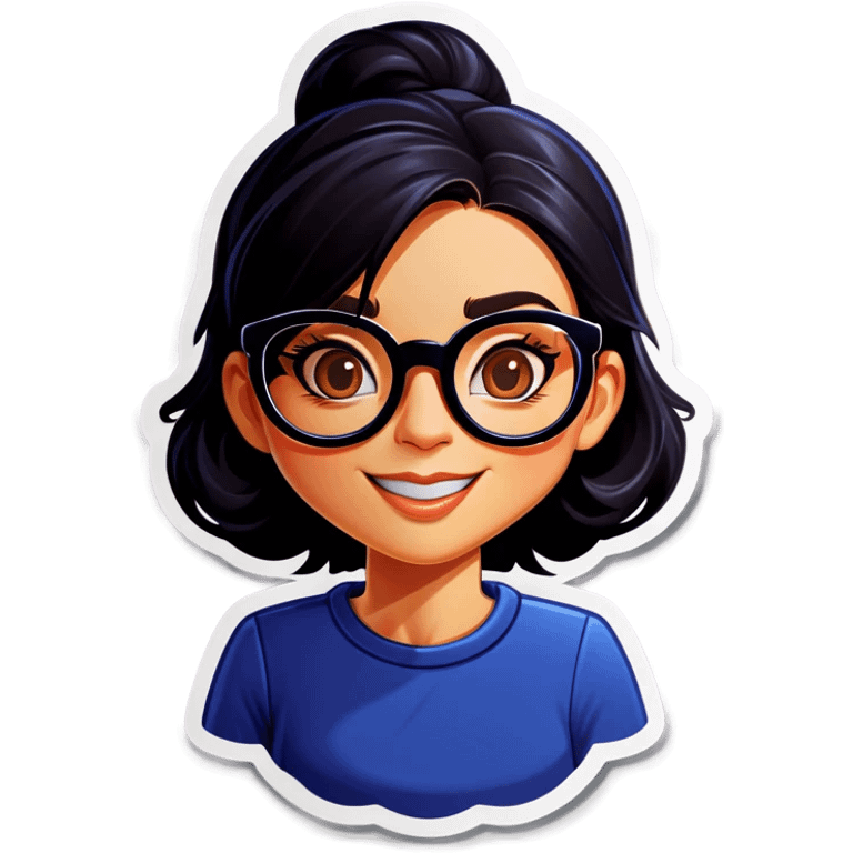 Emoji women with black hair, with glasses  emoji