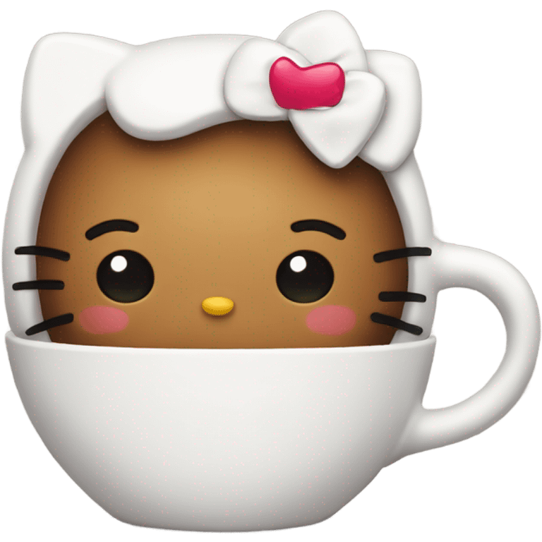 Hello kitty drinking coffee emoji