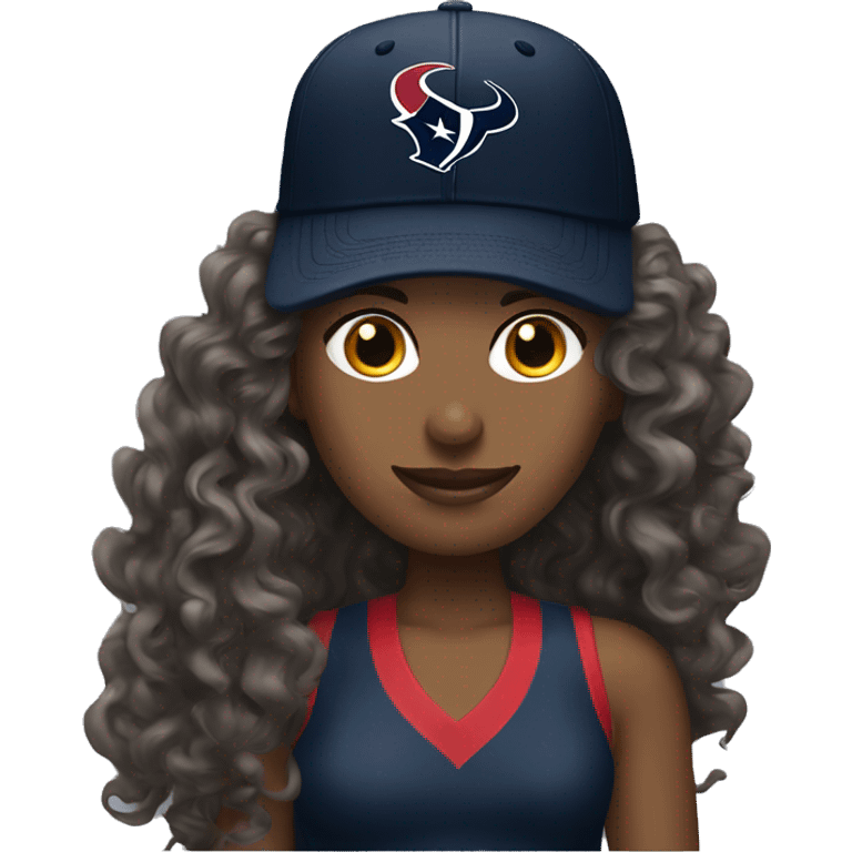 HOUSTON TEXANS baseball hat woman with long curly hair  emoji