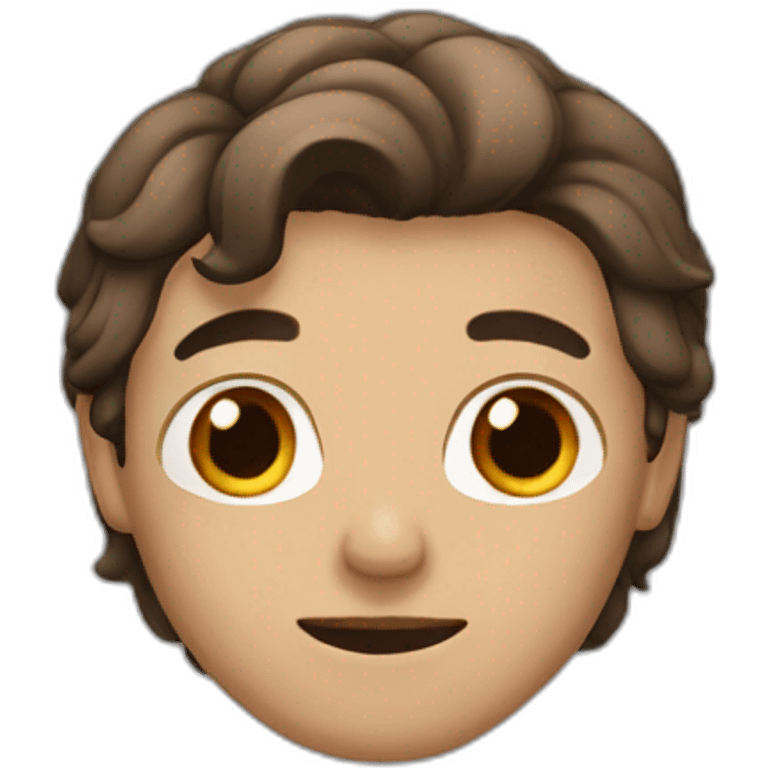 A dark man with brown eyes and medium length hair emoji