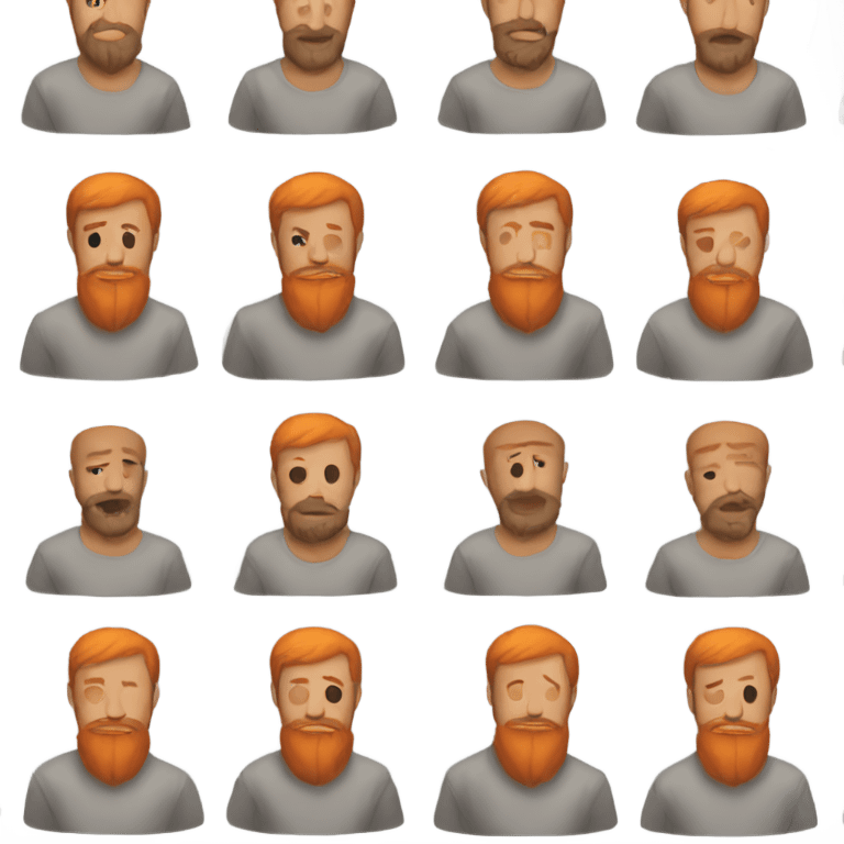 man with orange beard and praying emoji