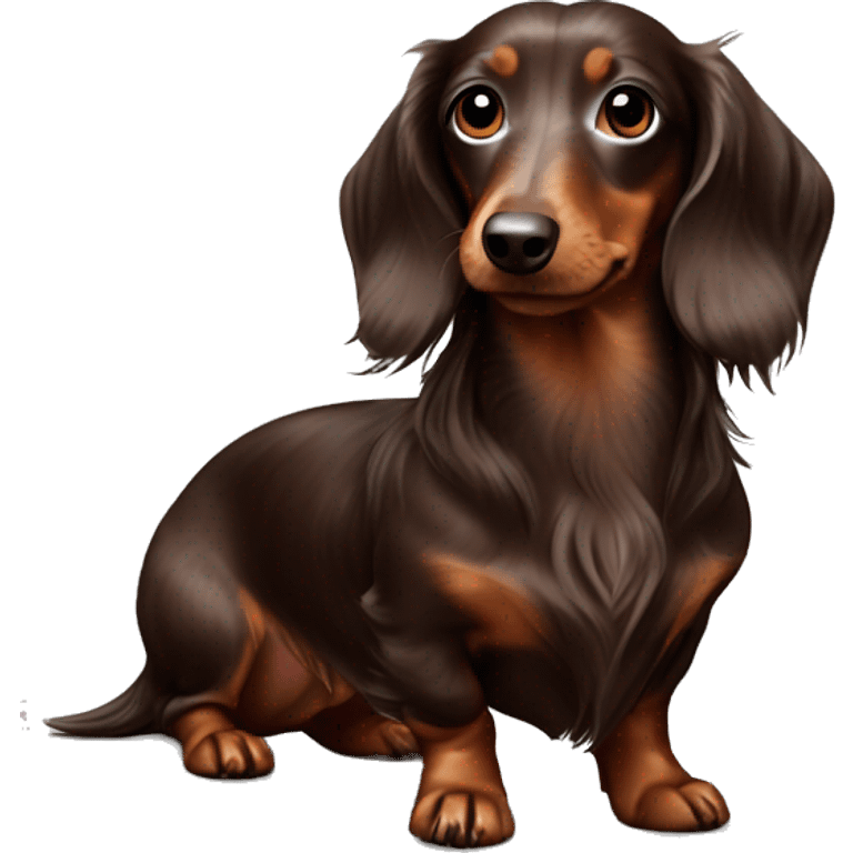 Chocolate dapple long haired dachshund emoji