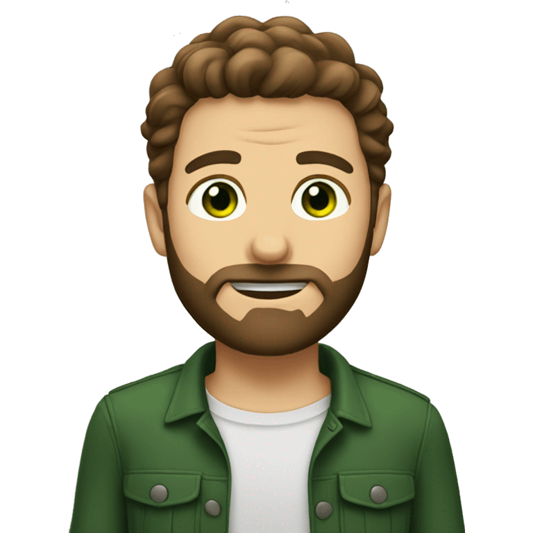 Guy with green eyes, brown hair and a beard  emoji