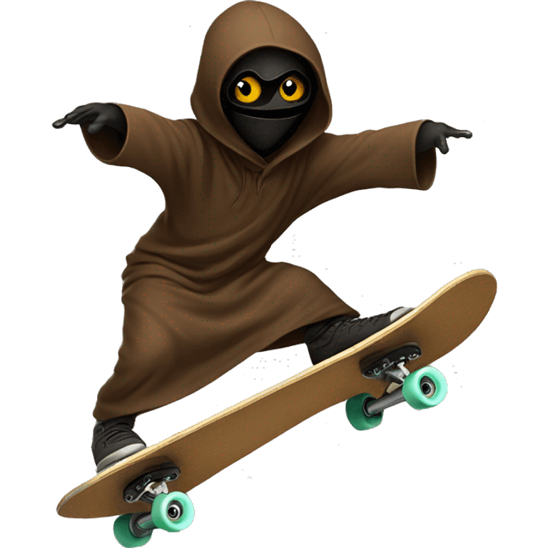 Jawa doing a kickflip on a skateboard emoji