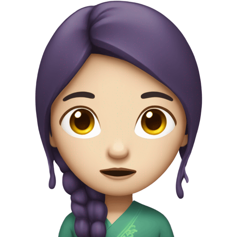 Sick chinese girl with long aubergine hair  emoji